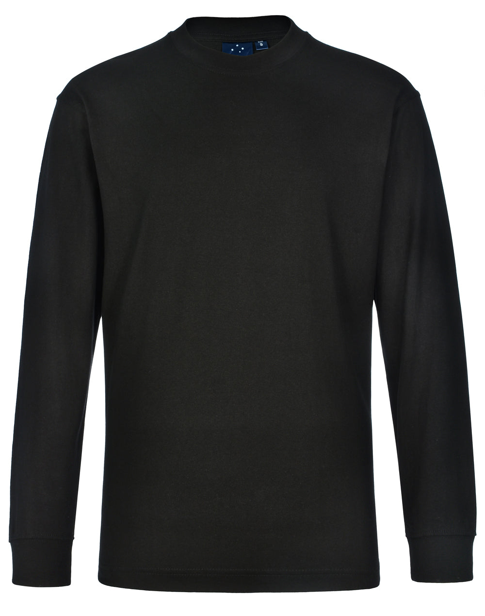 mens cotton crew neck L/S tee - Black