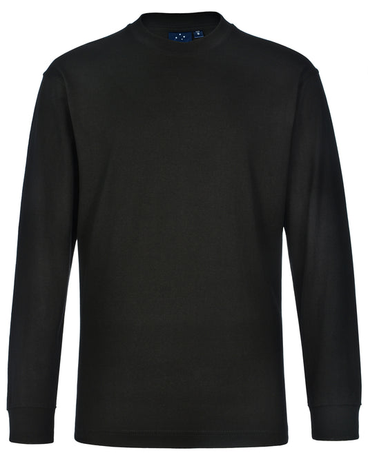 mens cotton crew neck L/S tee - Black