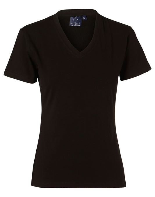Ladies' V-Neck S/S Tee - Black