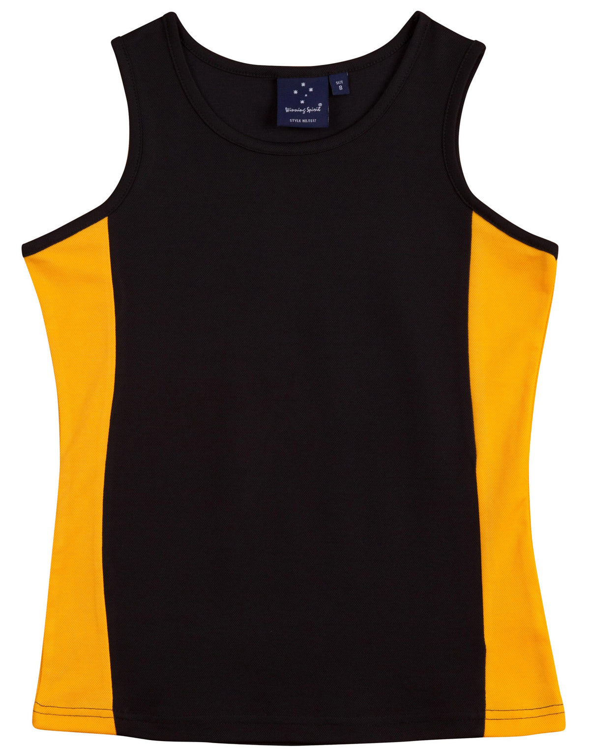 ladies truedry contrast singlet - Black.Gold