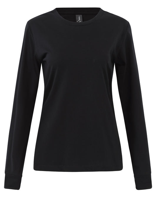 Ladies' Premium Cotton Face L/S Tee Shirt - Black