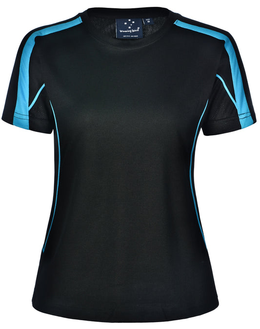Ladies' Truedry Fashion S/S T-shirt - Black.Aqua Blue