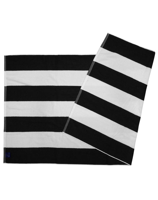 Striped Beach Towel - Black.White