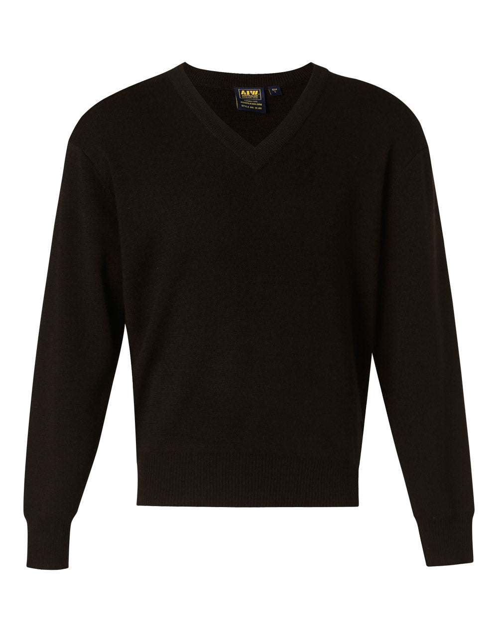 V Neck Wool / Acrylic Knit Jumper - Black