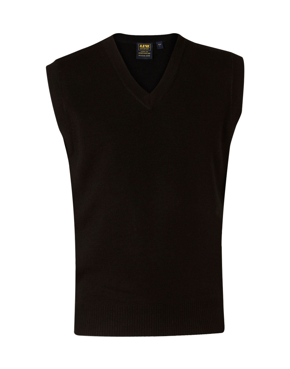 V Neck Wool / Acrylic Knit Vest - Black