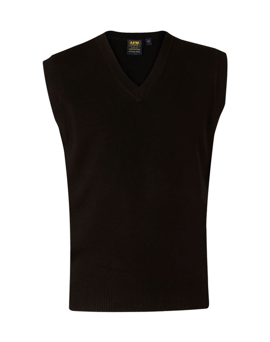 V Neck Wool / Acrylic Knit Vest - Black