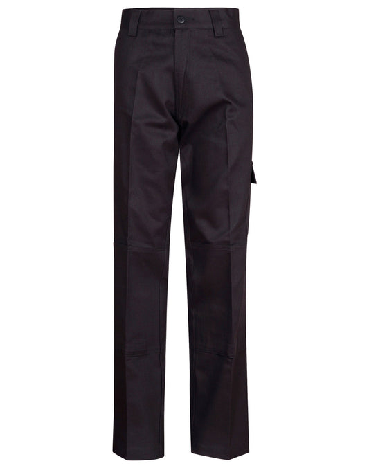Men's Cotton Drill Pre-shrunk Cargo Pants With Knee Pads - Black