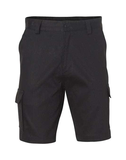 mens hvy cotton pre-shr drill short - Black