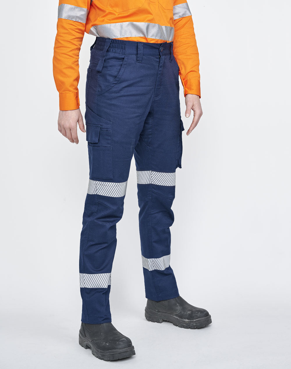 Unisex Cotton Stretch Ripstop Segmented Work Pants - Navy