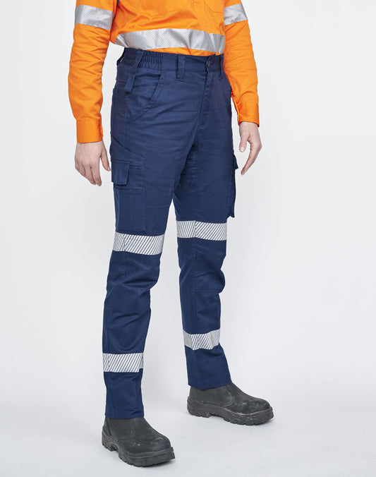 Unisex Cotton Stretch Ripstop Segmented Work Pants - Navy