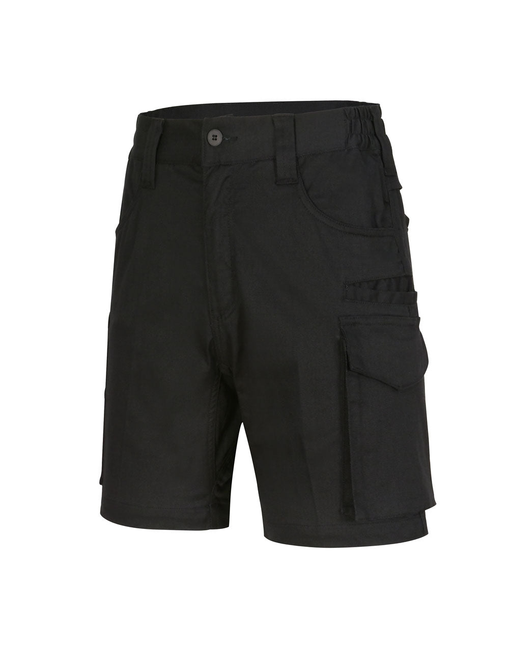 Unisex Cotton Stretch Ripstop Work Shorts - Black