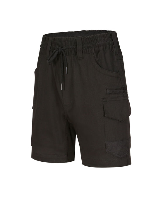 Unisex Cotton Stretch Drill Short Work Shorts - Black