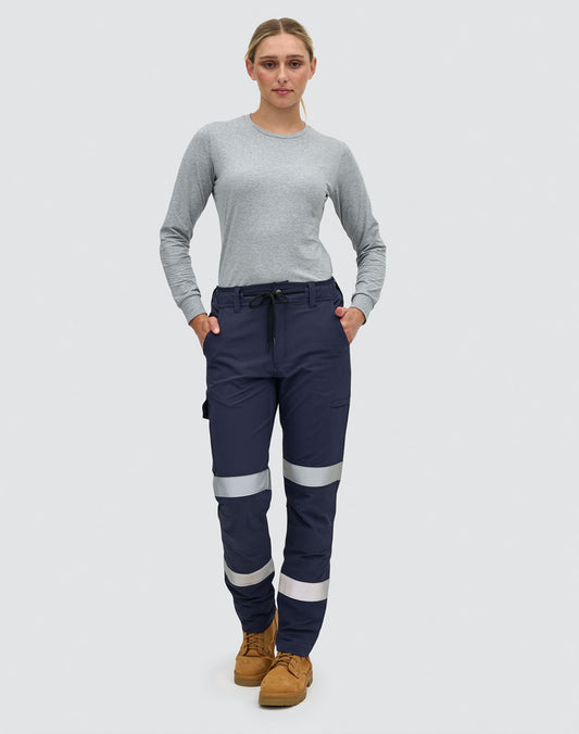 DWR Water Repellent Flexi Work Pants With Tapes - Navy