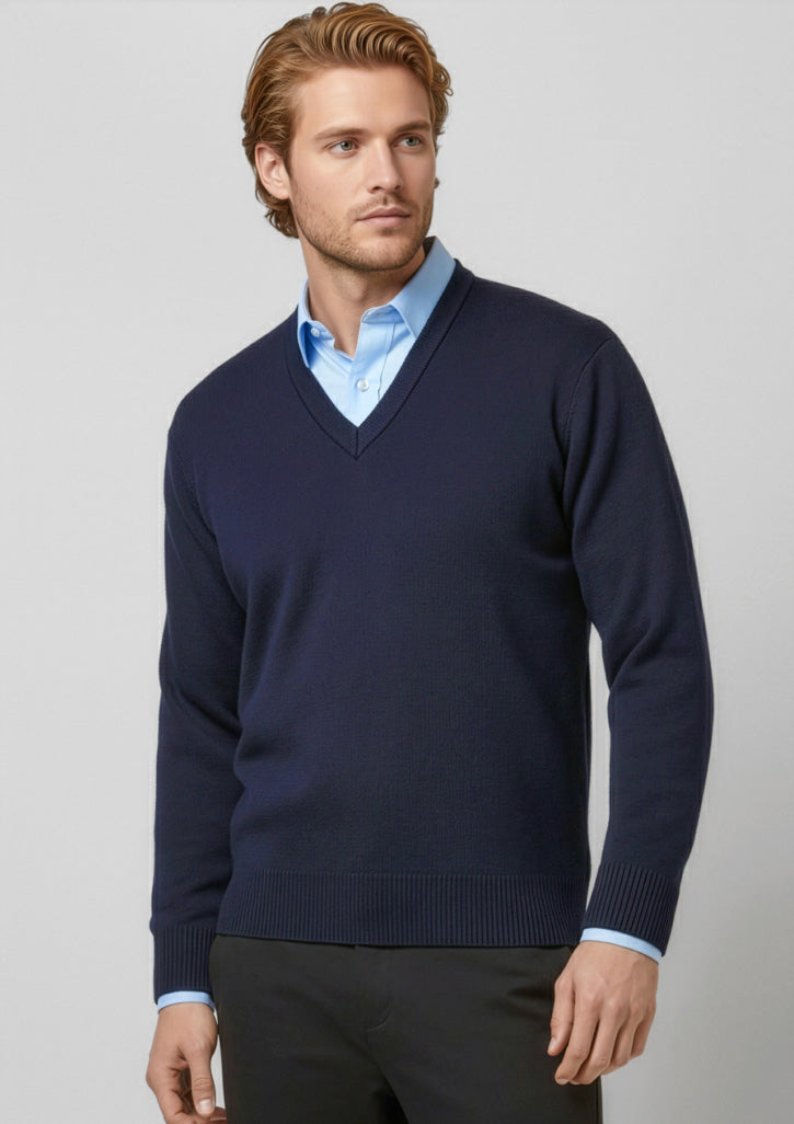 Mens Woolmix Knit Pullover - Navy
