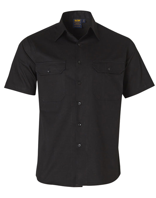cool-breeze S/S cotton work shirt - Black