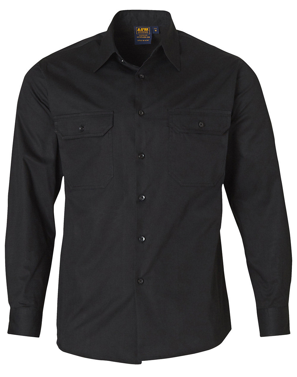 cool-breeze L/S cotton work shirt - Black