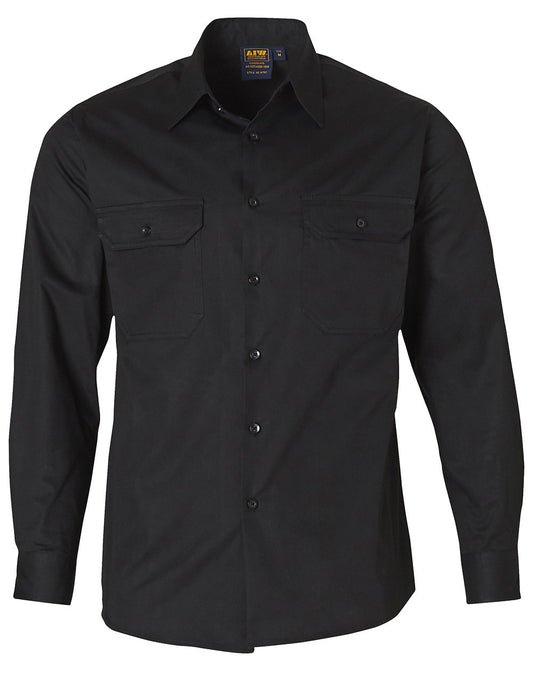 cool-breeze L/S cotton work shirt - Black