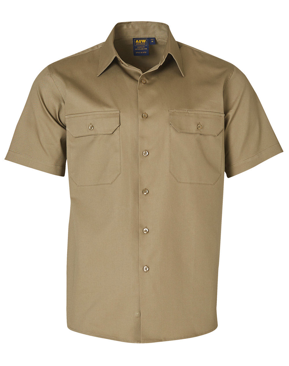 drill shirt pocket pen holder S/S - Khaki