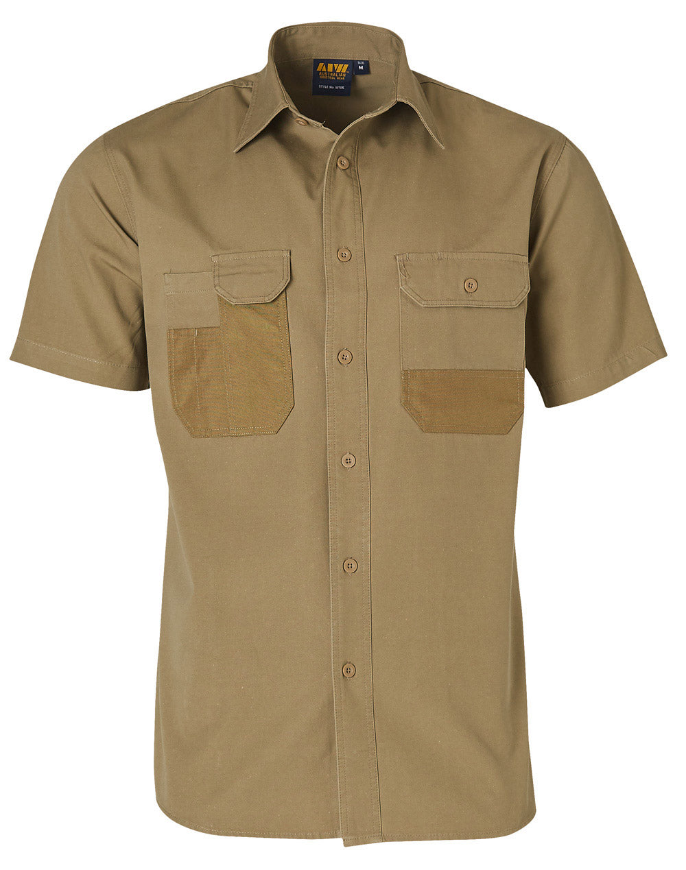 Fine Duck Weave Dura-Wear Short Sleeve Work Shirt - Khaki