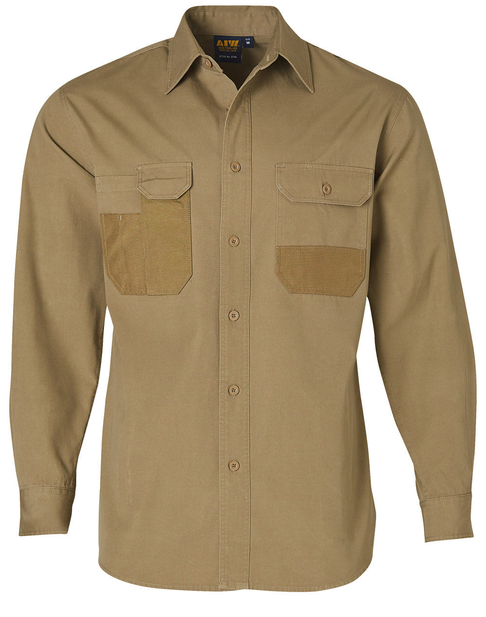 Fine Duck Weave Dura-Wear Long Sleeve Work Shirt - Khaki