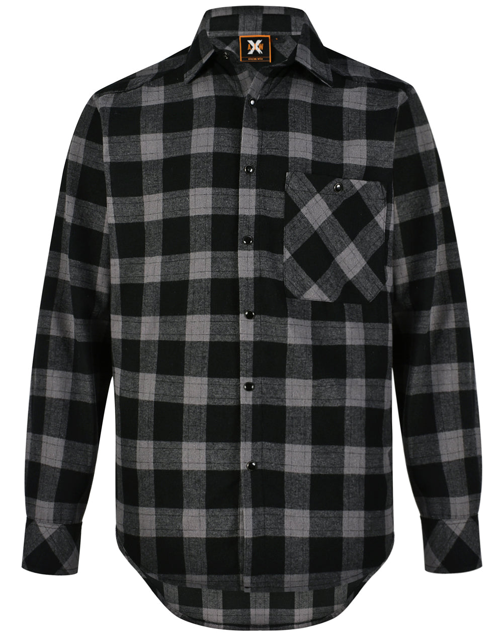 Unisex Flannel Plaid Shirt - Black.Charcoal
