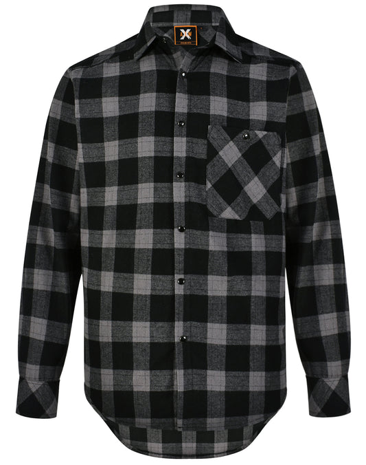 Unisex Flannel Plaid Shirt - Black.Charcoal