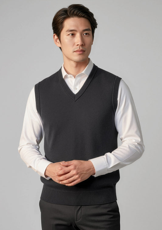 Mens Woolmix Knit Vest - Black