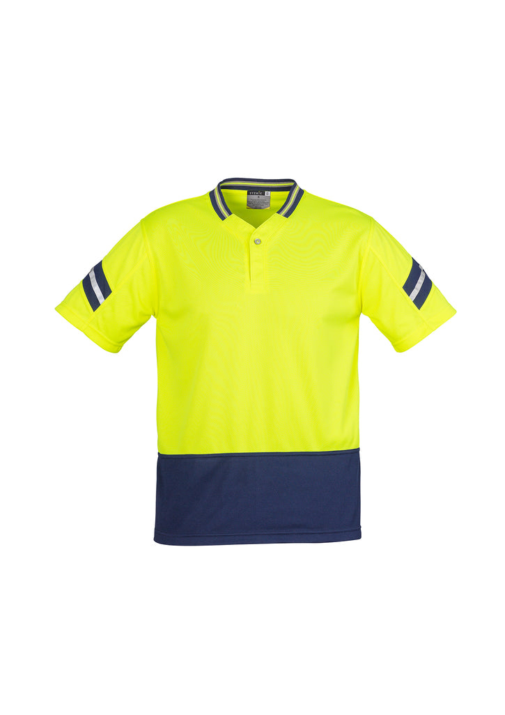 Mens Hi Vis Astro Short Sleeve Polo - Yellow/Navy