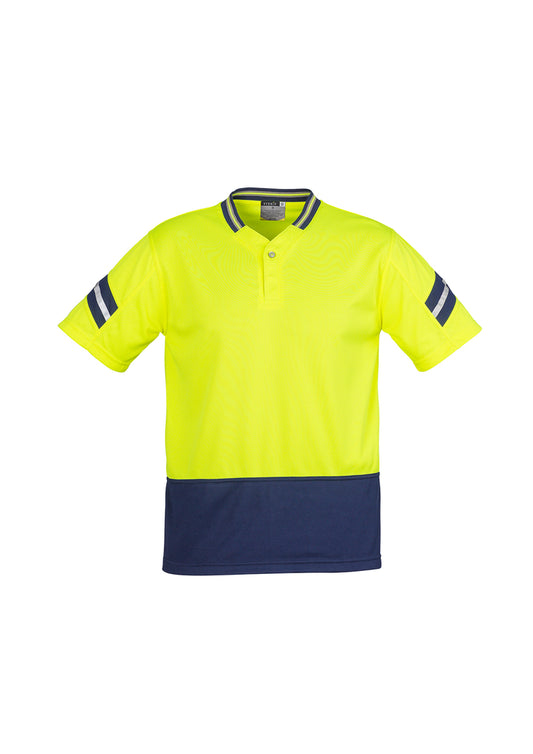 Mens Hi Vis Astro Short Sleeve Polo - Yellow/Navy