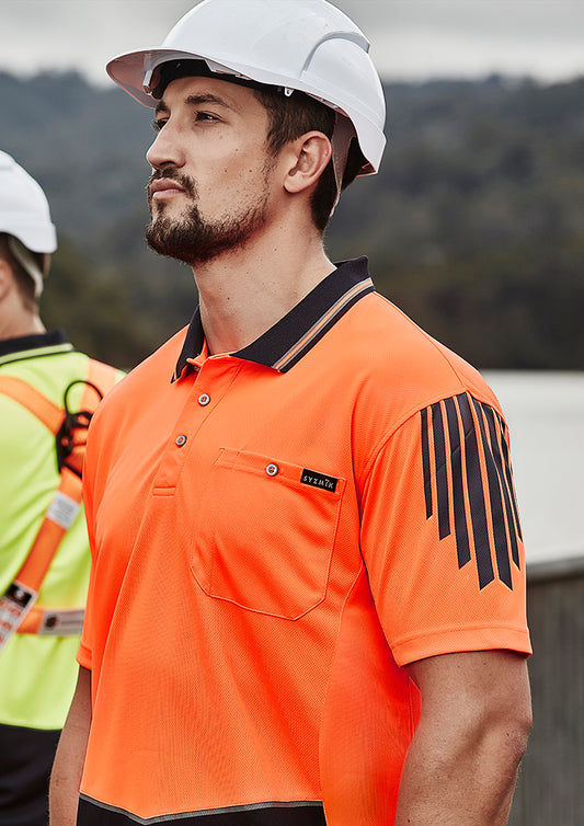 Mens Hi Vis Flux Short Sleeve Polo - Yellow/Black