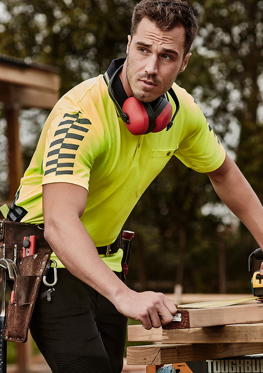 Mens Hi Vis Komodo Short Sleeve Polo - Yellow/Black
