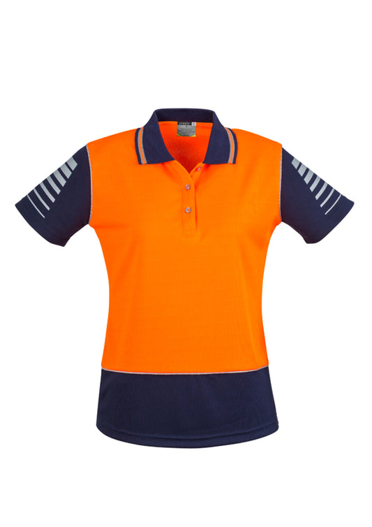 Womens Hi Vis Zone Short Sleeve Polo - Yellow/Navy