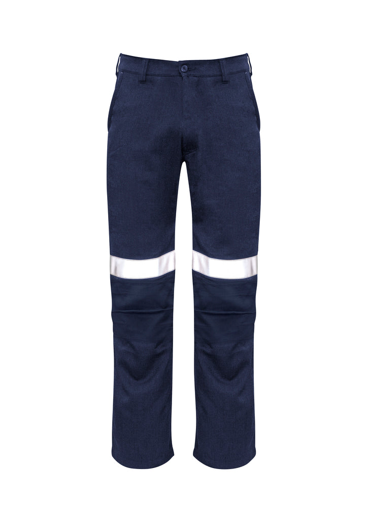 Mens Orange Flame Traditional Style Taped Work Pant - Navy