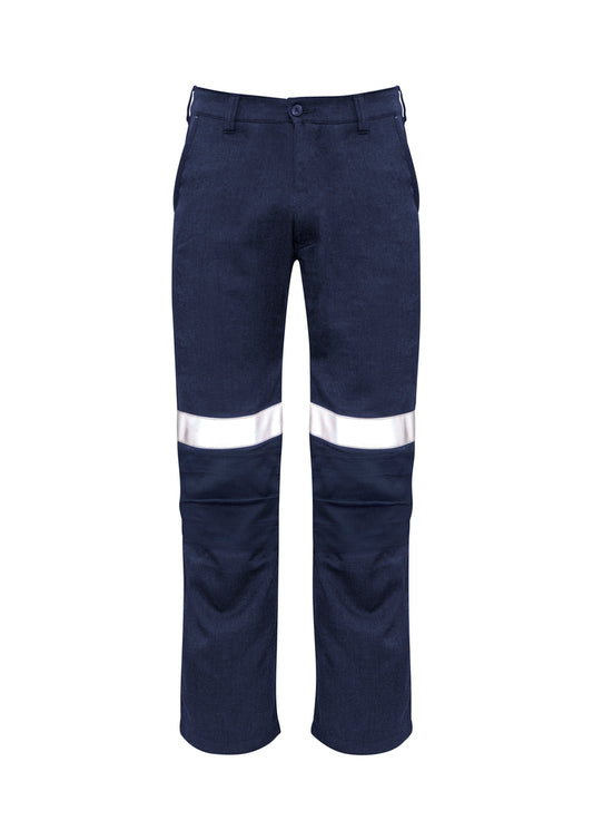 Mens Orange Flame Traditional Style Taped Work Pant - Navy
