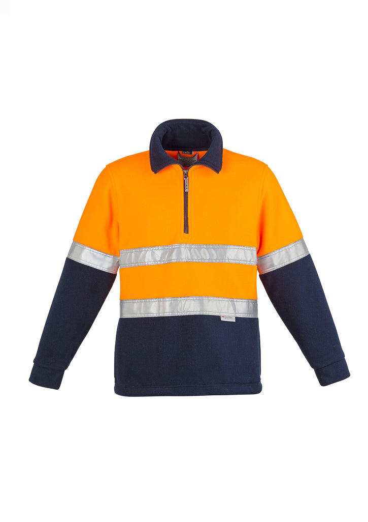 Unisex Hi Vis Polar Fleece Pullover - Hoop Taped - Yellow/Navy