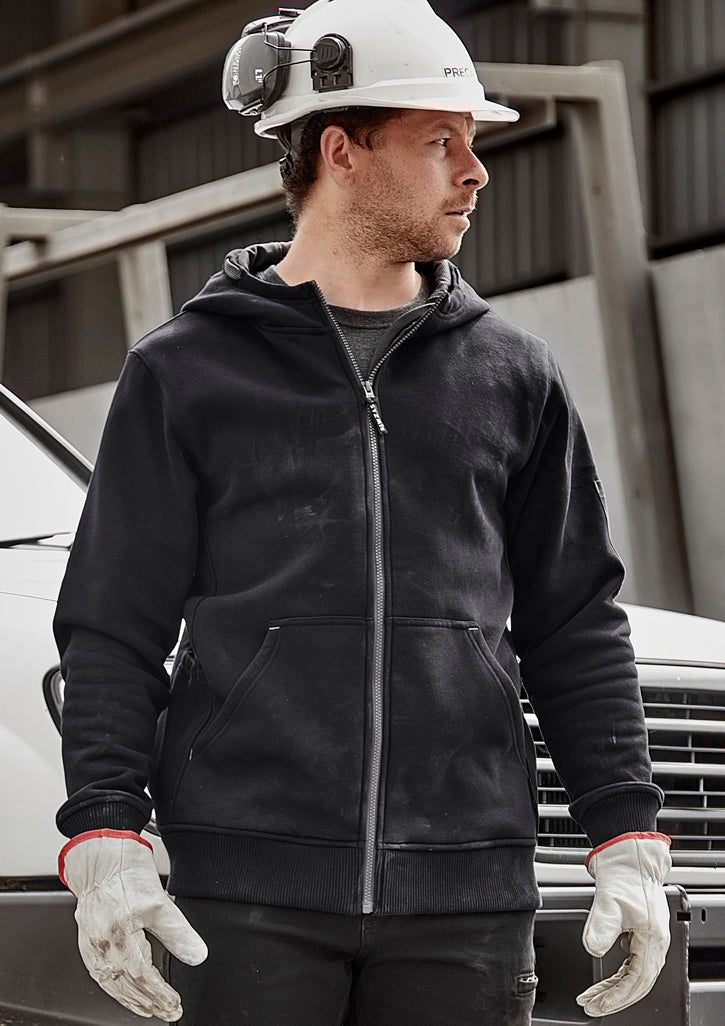 Unisex Zip Front Multi-Pocket Hoodie - Navy/Charcoal