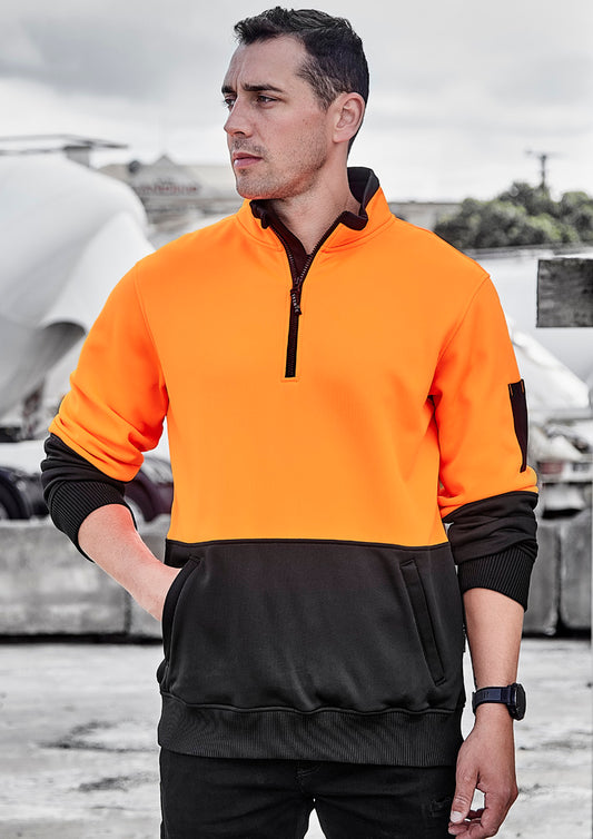 Unisex Hi Vis 1/2 Zip Pullover - Yellow/Black