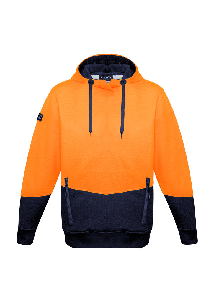 Unisex Hi Vis Textured Jacquard Hoodie - Yellow/Charcoal