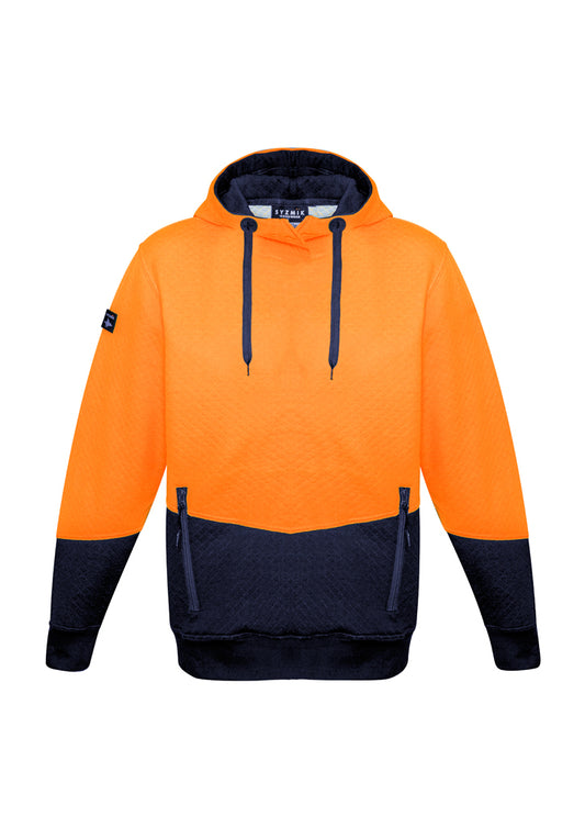 Unisex Hi Vis Textured Jacquard Hoodie - Yellow/Charcoal