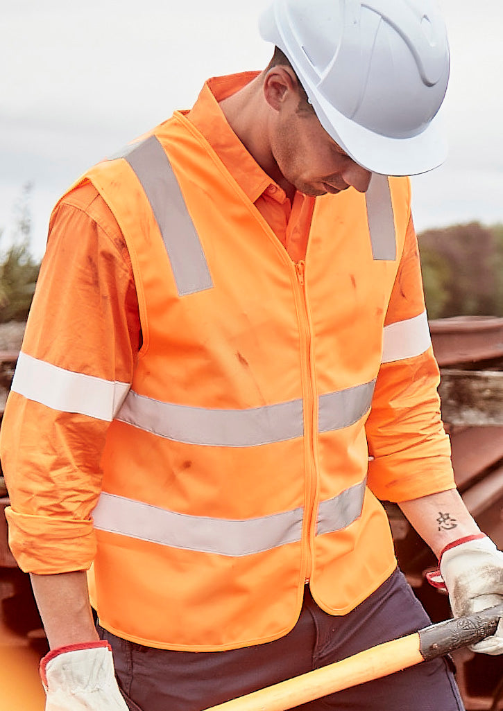 Unisex Hi Vis VIC Rail Zip Vest - VIC Rail Orange