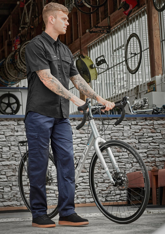 Mens Midweight Drill Cargo Pant (Stout) - Black