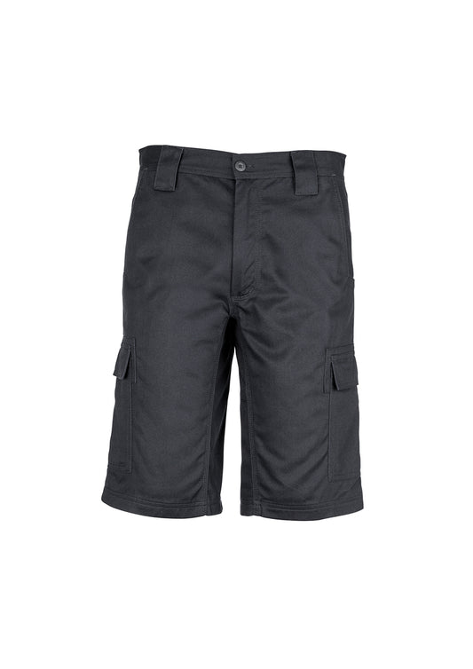 Mens Midweight Drill Cargo Short - Black