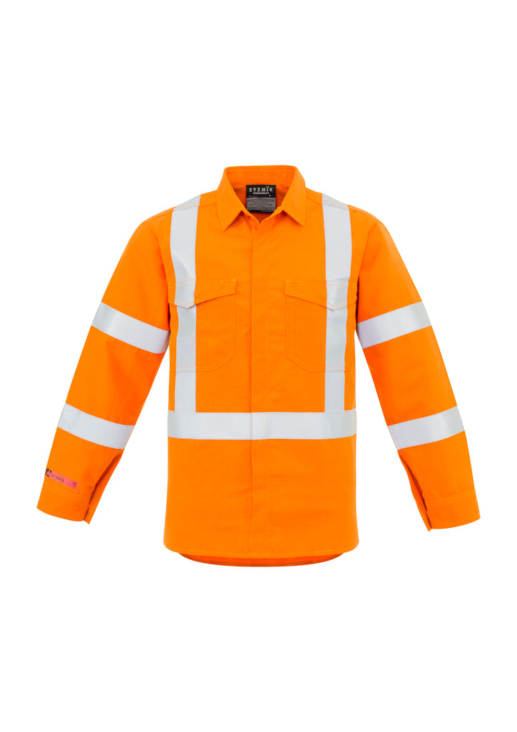 Mens Red Flame Hi Vis X Back Shirt - Orange