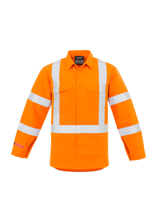 Mens Red Flame Hi Vis X Back Shirt - Orange