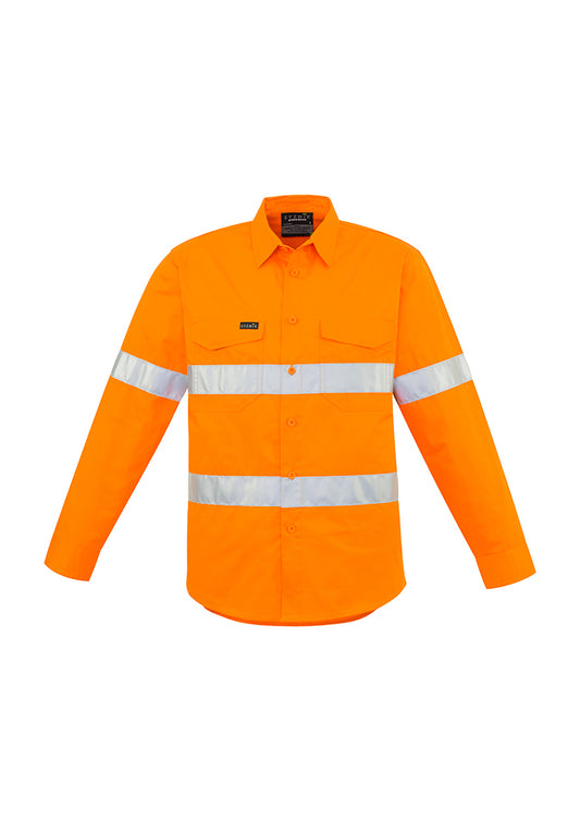 Mens Hi Vis Hoop Taped Long Sleeve Shirt - Orange