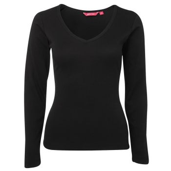 JB's Ladies Long Sleeve V-Neck Rib Tee