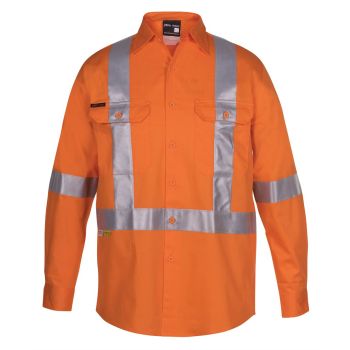 JB's Hi Vis (D+N) L/S 150G Cross Back Tape Shirt