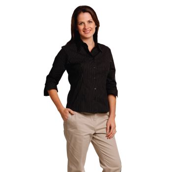 Winning Spirit Ladies' Pin Stripe 3/4 Sleeve Shirt