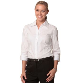 Winning Spirit Ladies' CVC Oxford 3/4 Sleeve Shirt