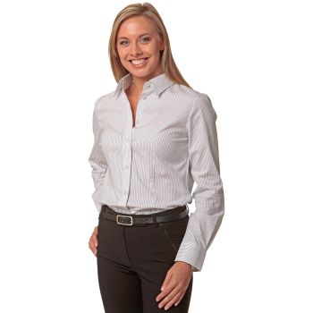 Winning Spirit Ladies' Ticking Stripe Long Sleeve Shirt
